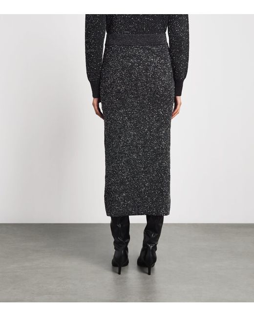 Toccin Gray Knitted Sequin Alisha Midi Skirt