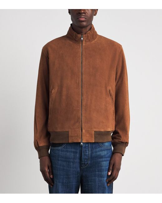 Polo Ralph Lauren Brown Goat Suede Charleton Bomber Jacket for men