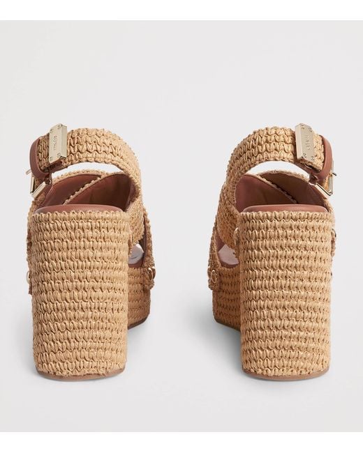 Maje Brown Raffia-Effect Wedge Sandals 110