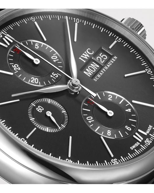 Iwc Black Stainless Steel Portofino Chronograph Watch for men