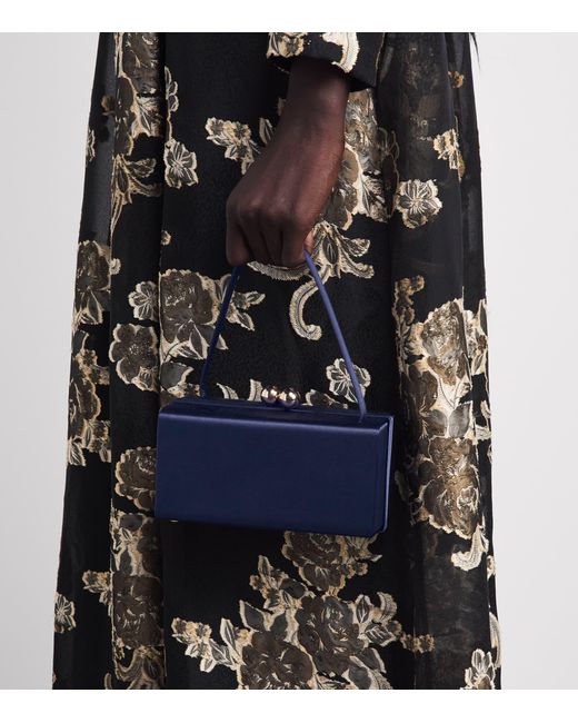 Carolina Herrera Blue Satin Mimi Top-Handle Bag