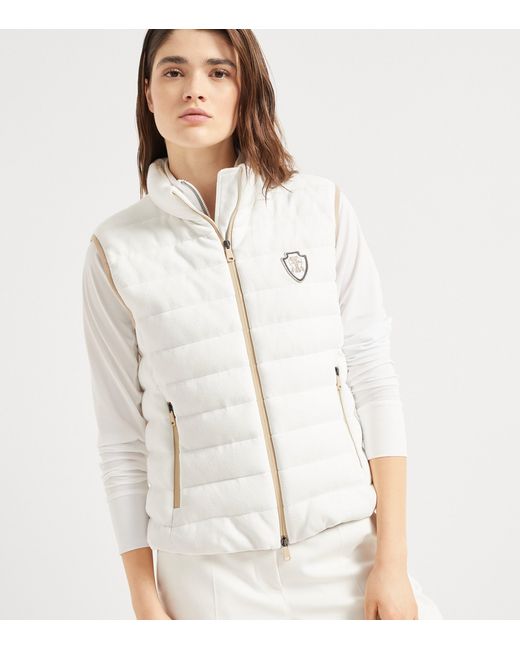 Brunello Cucinelli White Techno Cotton Piqué Logo Gilet