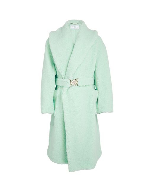 CASABLANCA Green Faux-shearling Belted Coat for men