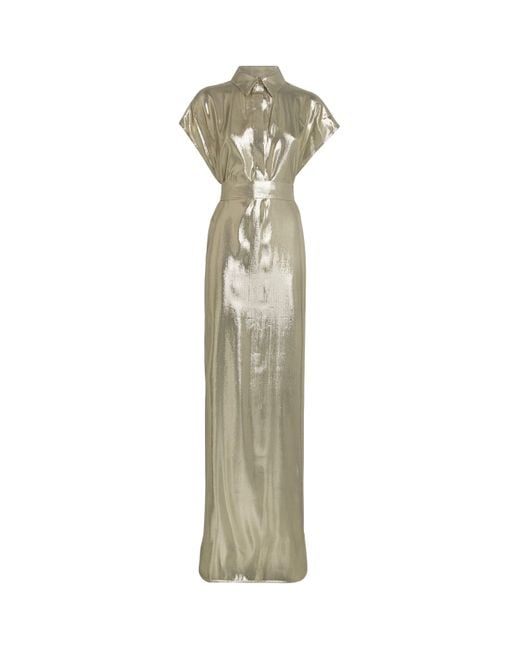 Sa Su Phi Green Silk-Blend Francesca Maxi Dress
