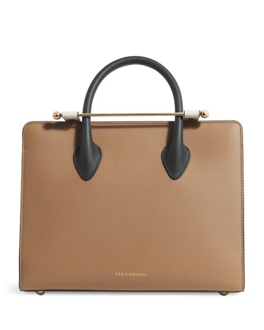 Strathberry Brown Midi Leather Tote Bag