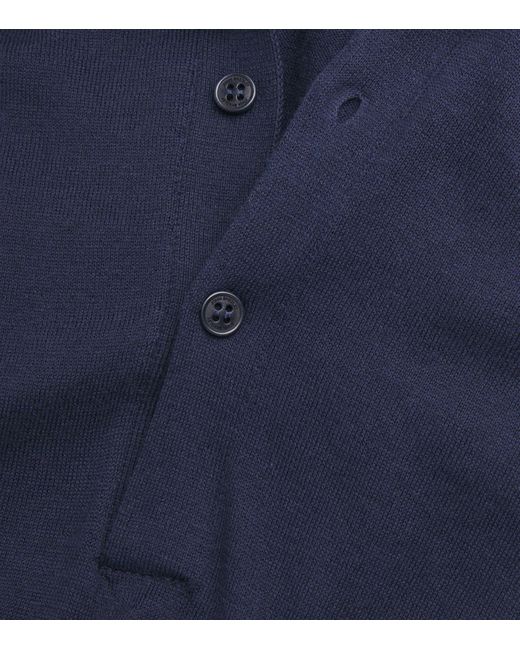 John Smedley Blue Cotton-Cashmere Elias Polo Shirt for men