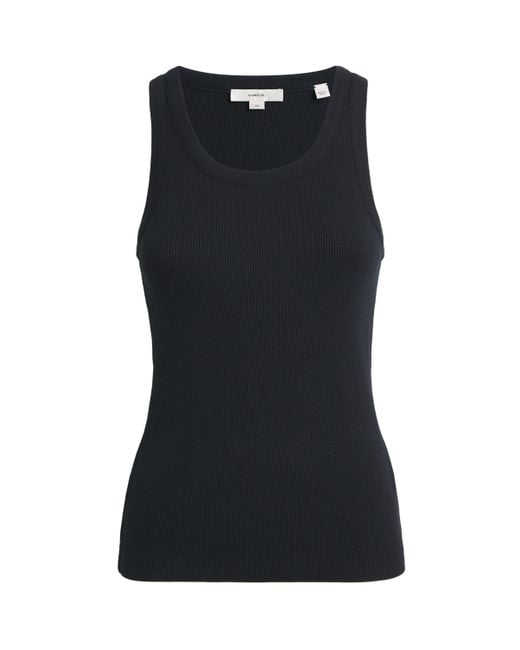 Vince Black Ribbed Tank Top