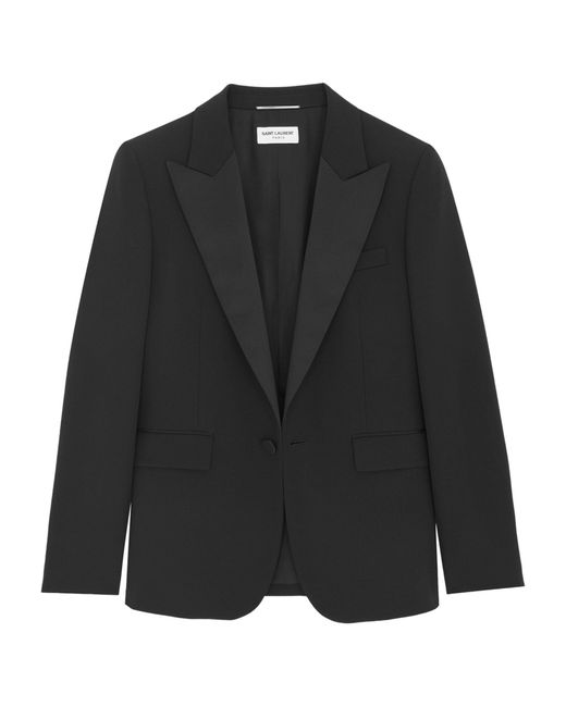 Saint Laurent Black Virgin Wool Tuxedo Jacket for men