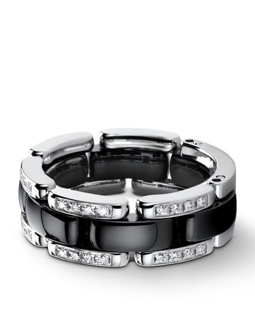 Chanel Black Medium White Gold, Diamond And Ceramic Flexible Ultra Ring
