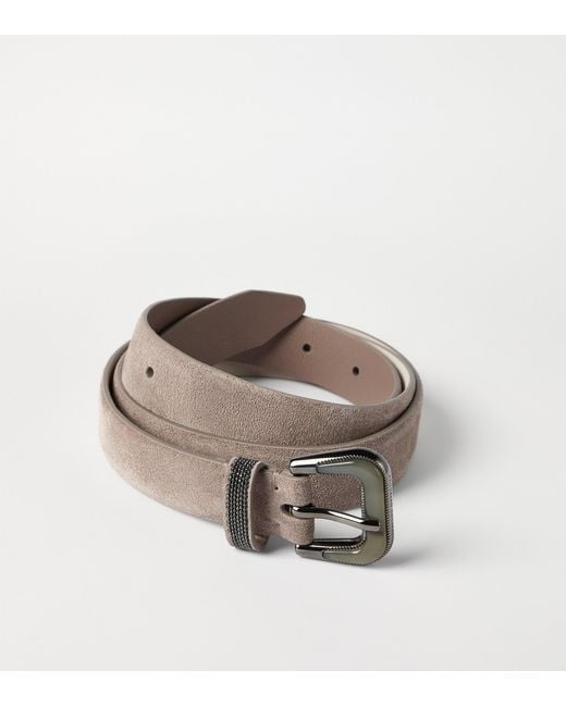 Brunello Cucinelli Brown Suede Monili Belt
