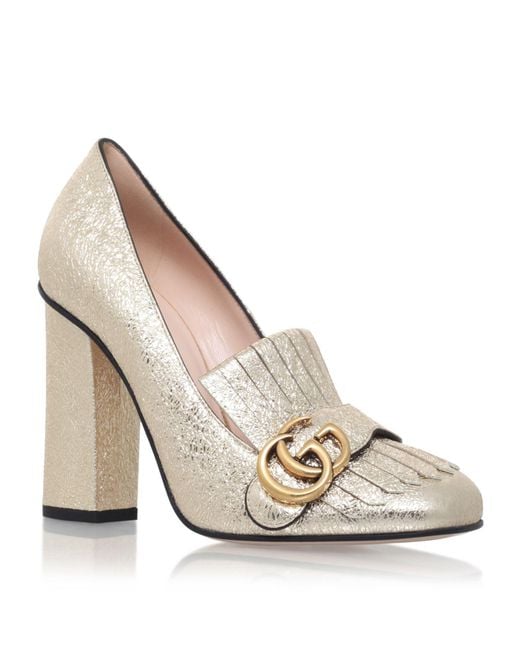 Gucci Metallic Marmont Fringed Loafer Heel