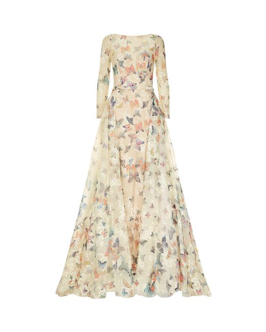 Jovani White Butterfly Lace Maxi Gown