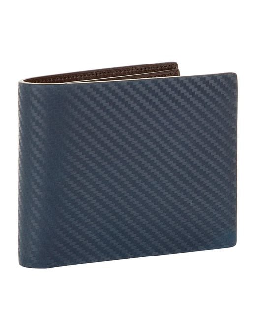 Dunhill Blue Leather Billfold Carbon Fibre Wallet for men