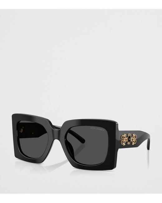 Dolce & Gabbana Black Embellished Square Sunglasses