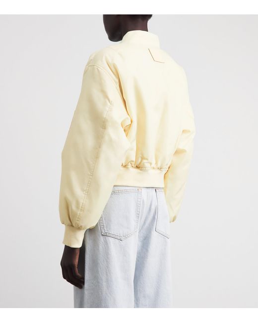 Anine Bing Natural Cropped Leon Bomber Jacket