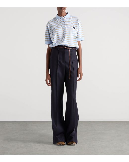 Prada Blue Stripe Cropped Polo Shirt