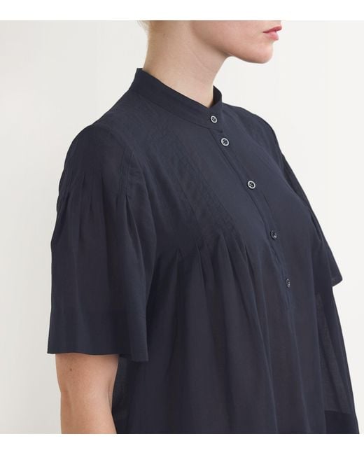 FRAME Blue Cotton Pleated Blouse