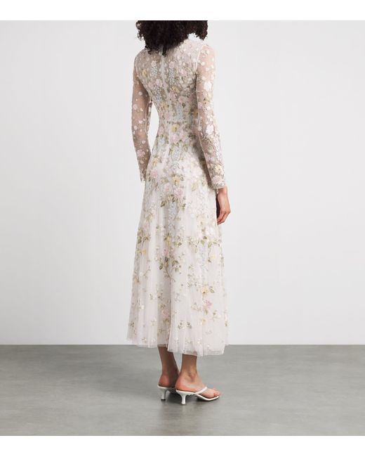 Needle & Thread White Garden Rose Maxi Dress