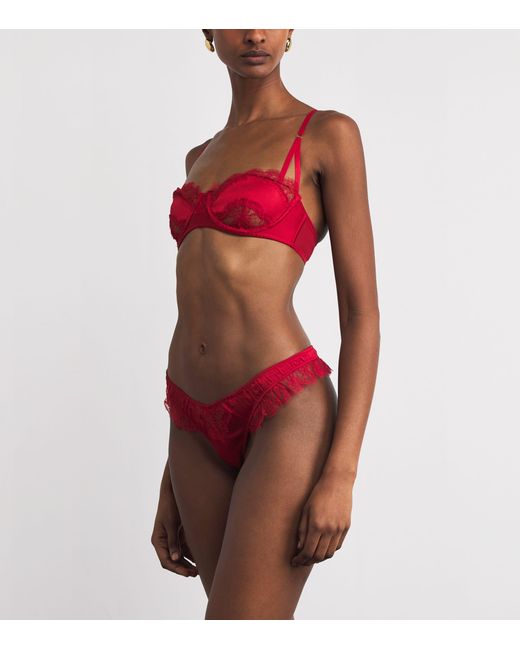Kiki de Montparnasse Red Stretch-Silk Lace Thong