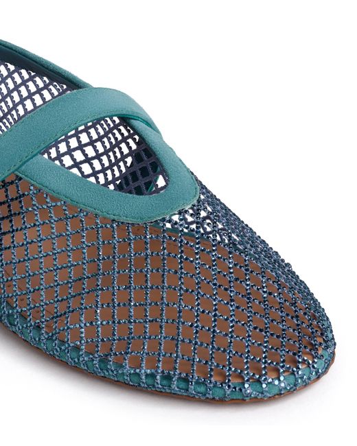 Alaïa Blue Mesh Embellished Ballet Flats