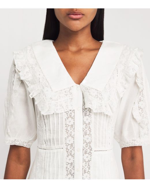 Rixo White Cotton Dove Mini Dress
