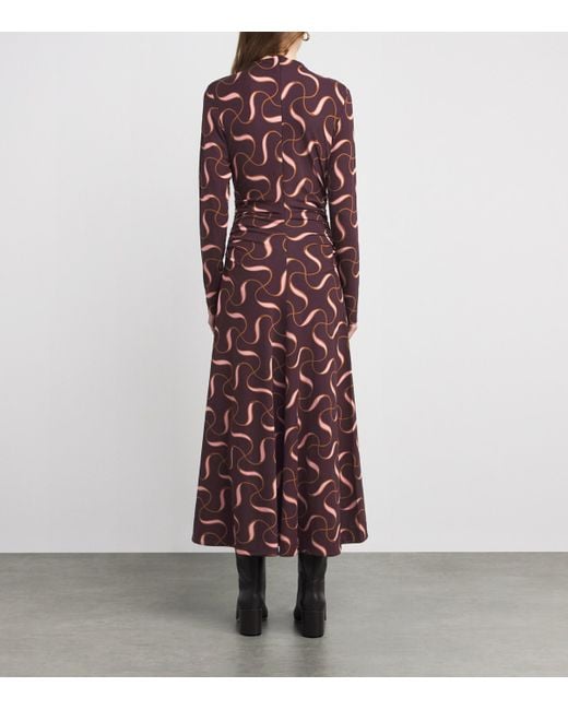 ME+EM Red Jersey Ribbon Print Midi Dress