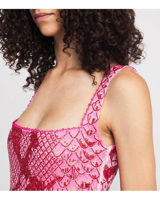 Clio Peppiatt Pink Snake Medusa Midi Dress