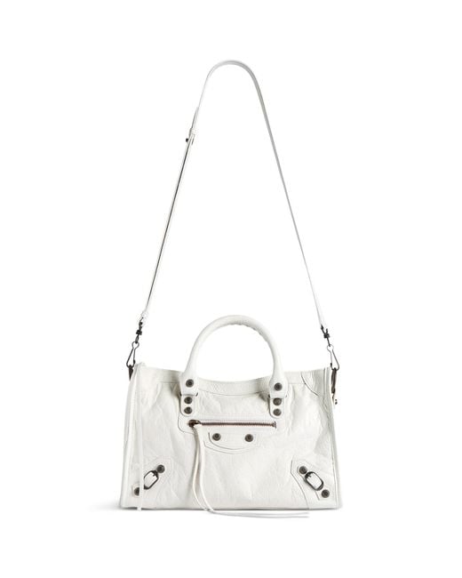 Balenciaga White Small Lambskin Le City Top-Handle Bag