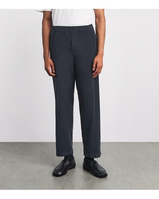 Barena Blue Stretch-Cotton Pleated Straight Trousers for men