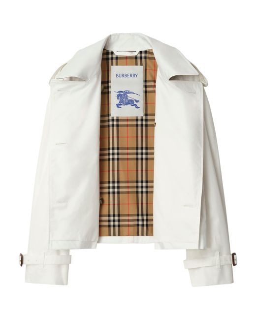 Burberry White Cropped Mayfair Trench Jacket