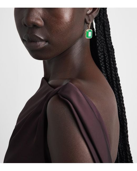 SHAY Green Diamond And Onyx Portrait Earrings
