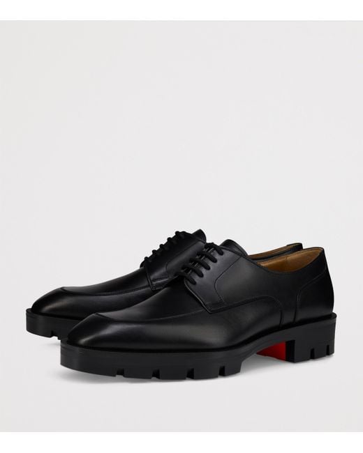 Christian Louboutin Black Davisol Lion Leather Derby Shoes for men