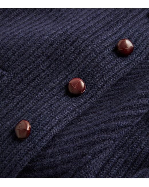 Harrods Blue Cashmere Shawl-Collar Cardigan for men