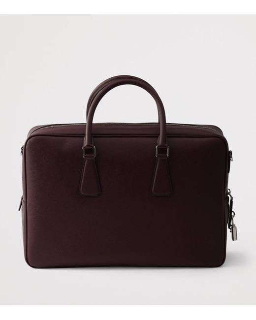 Prada Purple Saffiano Leather Briefcase for men
