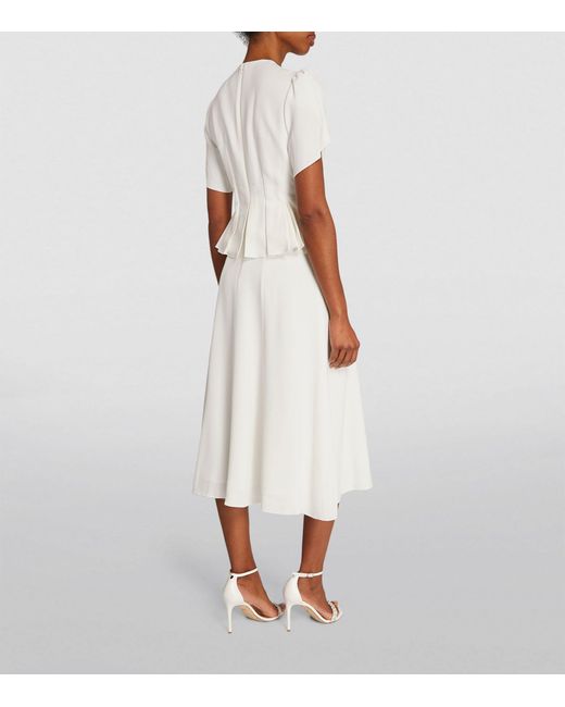 Erdem White Embellished Peplum Midi Dress