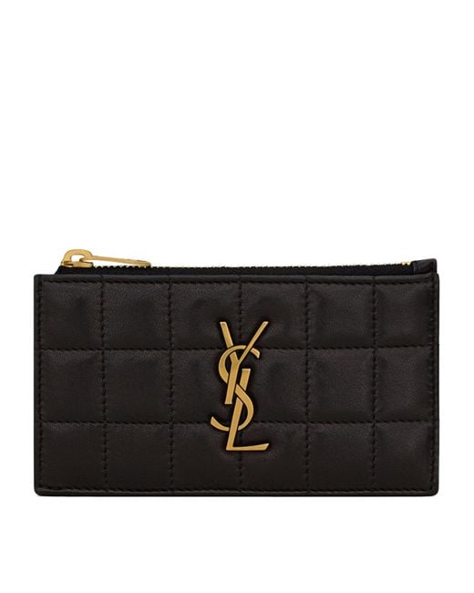Saint Laurent Black Cassandre Matelassé Fragments Zipped Card Case