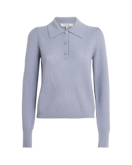 FRAME Blue Cashmere Honeycomb Sweater