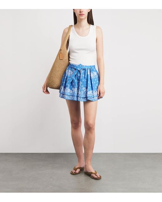 Maje Blue Paisley Print Mini Skirt