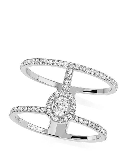 Messika White Glam'Azone And Diamond 2-Row Pavé Ring