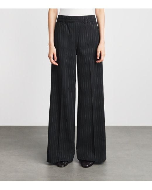 ME+EM Black Pinstripe Wide-Leg Trousers