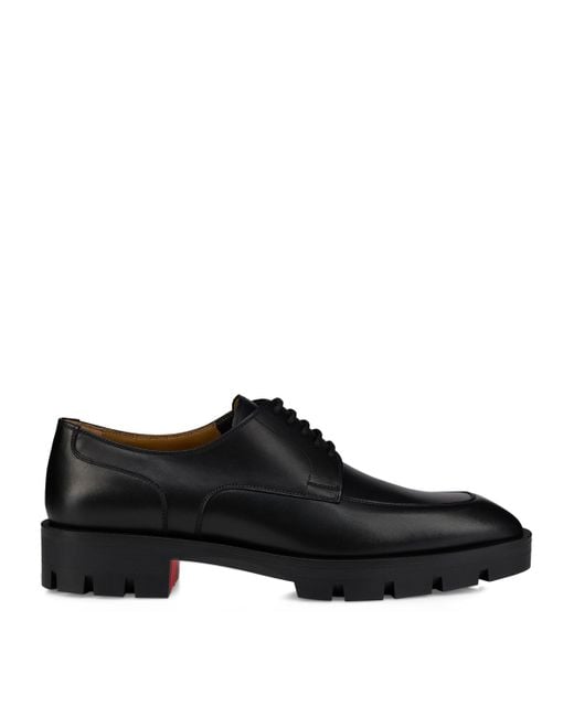 Christian Louboutin Black Davisol Lion Leather Derby Shoes for men