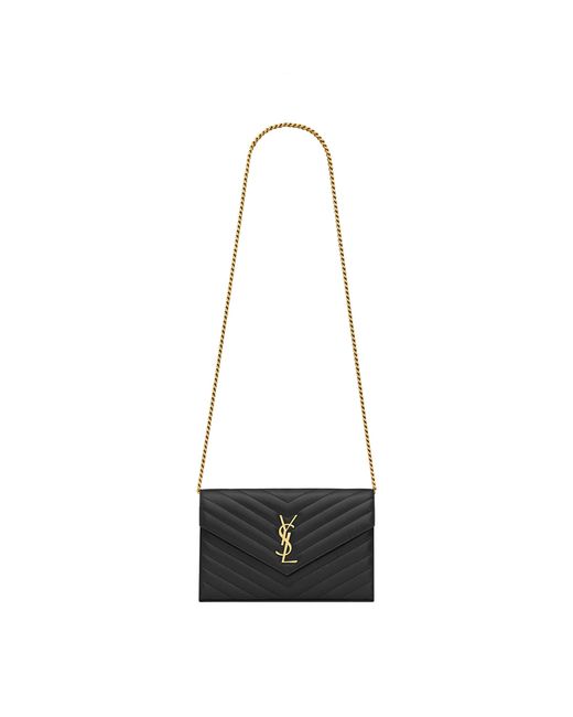Saint Laurent White Monogram Matelassé Envelope Wallet Bag