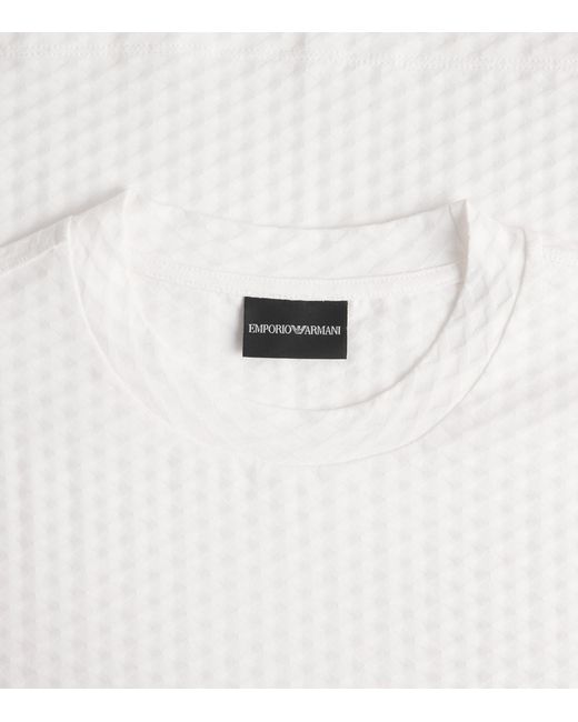 Emporio Armani White Cotton Embossed T-Shirt for men