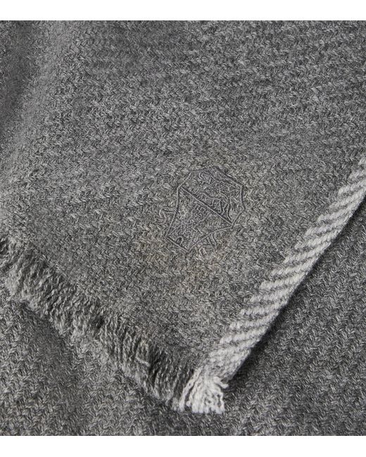 Brunello Cucinelli Gray Cashmere Fringe-Trim Scarf for men