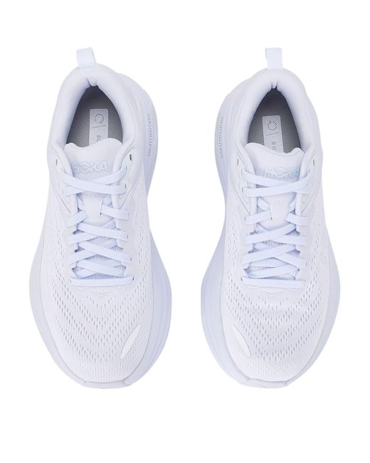 Hoka One One White Bondi 8 Running Sneakers