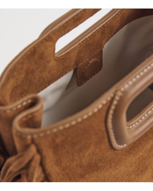 Maje Brown Suede Fringed M Top-Handle Bag