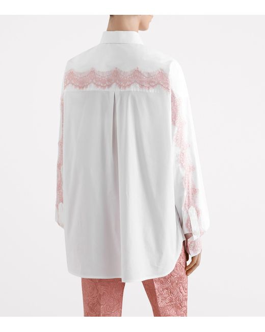 Dolce & Gabbana Pink Cotton-Blend Lace-Detail Shirt