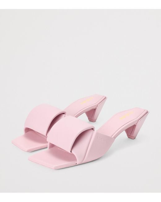 Loewe Pink Leather Origami Mules 45