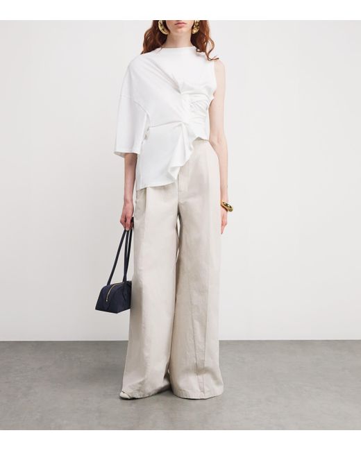 A.W.A.K.E. MODE White Organic Cotton Asymmetric Knot Top