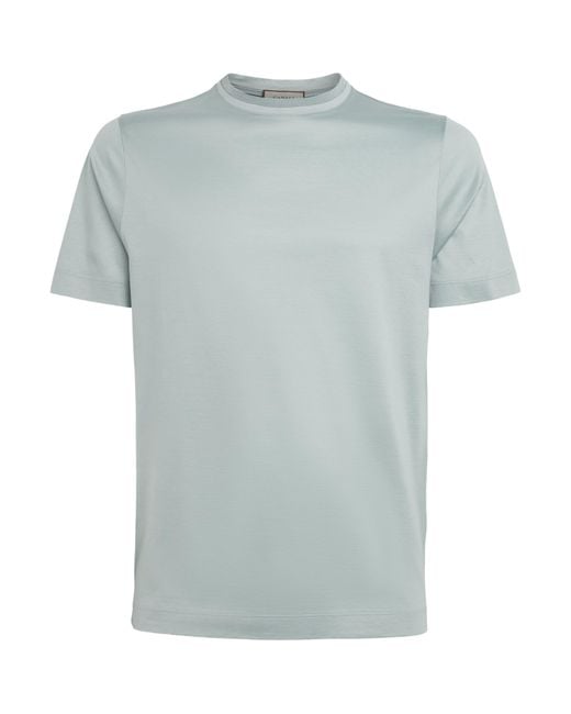 Canali Blue Cotton Double-Neck T-Shirt for men